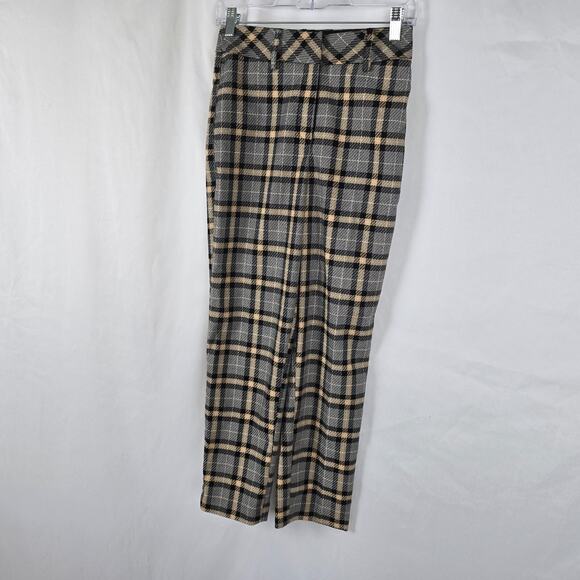 H&M Pants Women's 2 Tan Gray Plaid Ankle Tweed NWT - Picture 16 of 16